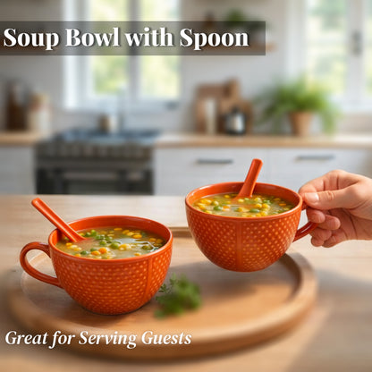 Soup Bowls with Spoons Sets | 350 ml