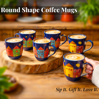 Coffee, Milk, Mugs Set | Multicolor Hand-Painting | 270 ml