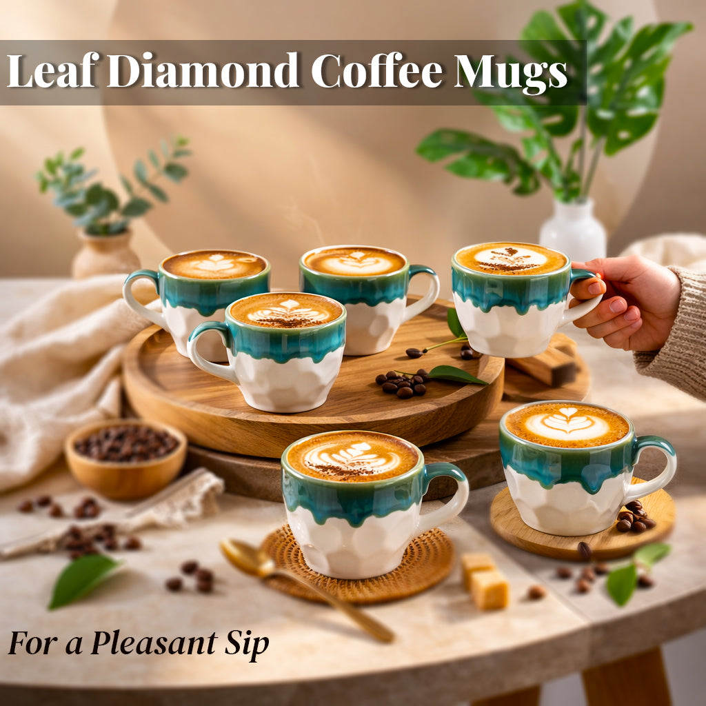 Coffee Mugs Set of 6 | flow - Glaze| 220 ml