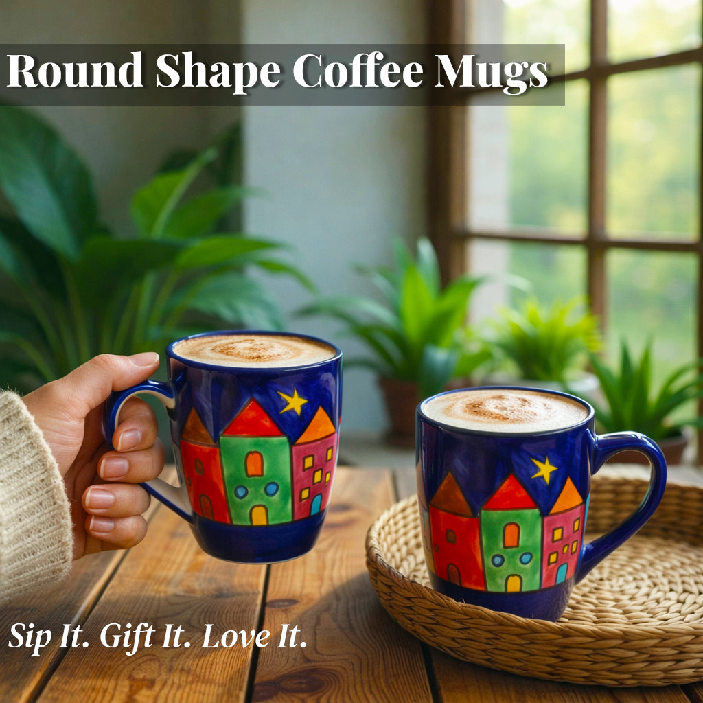 Coffee, Milk, Mugs Set | Multicolor Hand-Painting | 270 ml