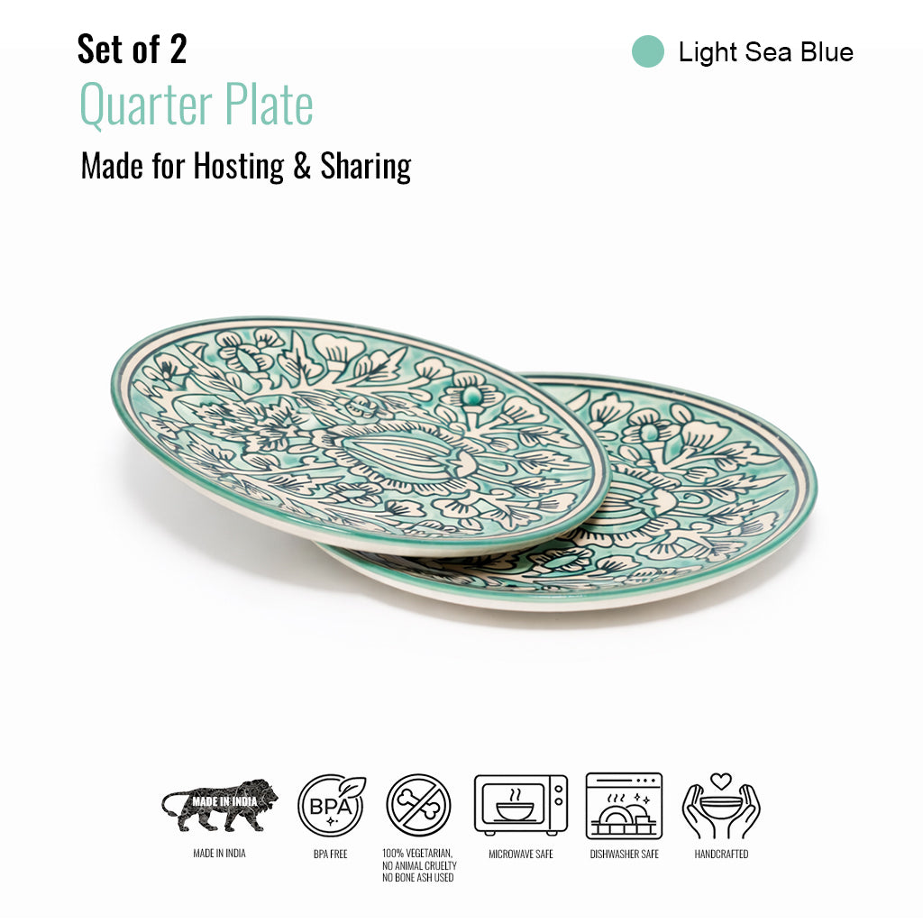Quarter Serving Plate Set of 2 | Multicolour