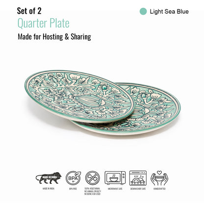 Quarter Serving Plate Set of 2 | Multicolour