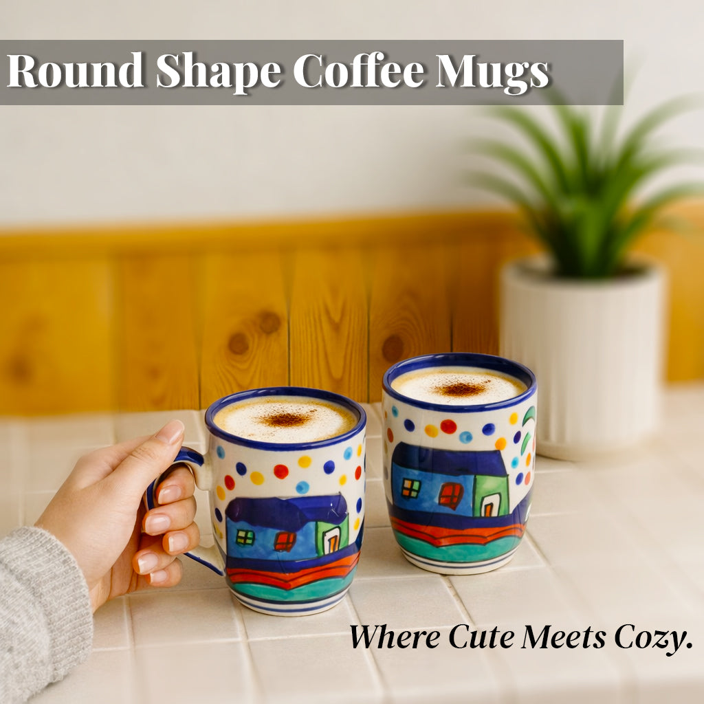 Coffee, Milk, Mugs Set | Multicolor Hand-Painting | 270 ml