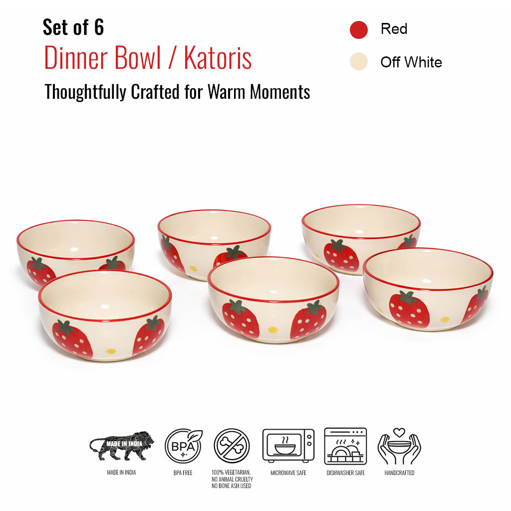Dinner Bowls Set of 6 | Multicolor Print | 220 ml