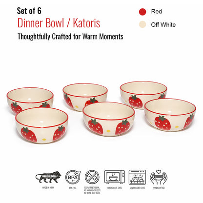 Dinner Bowls Set of 6 | Multicolor Print | 220 ml