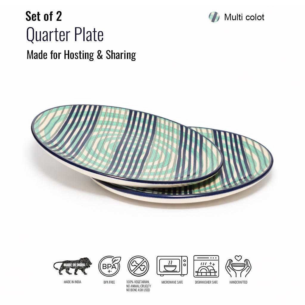 Quarter Serving Plate Set of 2 | Multicolour