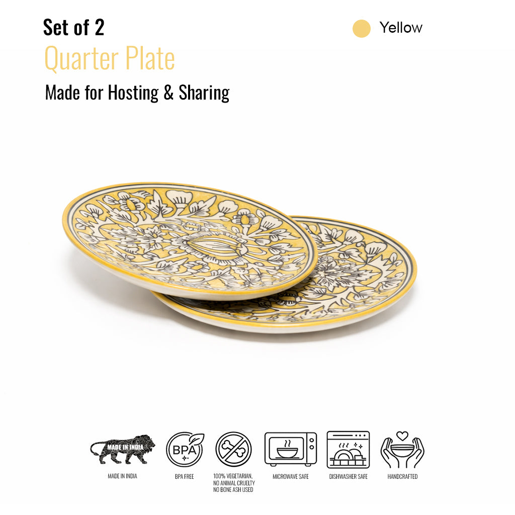 Quarter Serving Plate Set of 2 | Multicolour