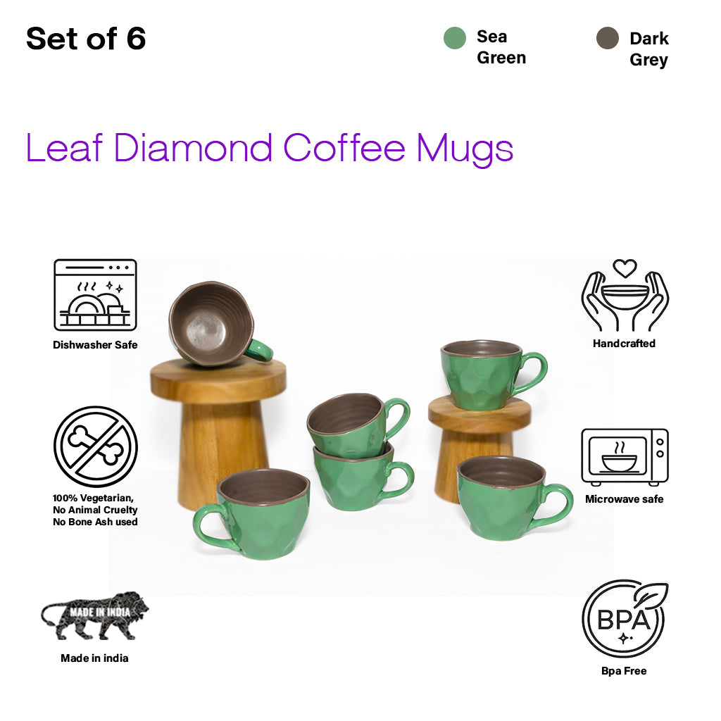 Coffee Mugs Set of 6 | Multicolour | 220ml