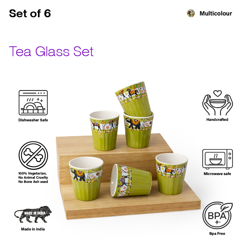 Ceramic Tea Glass Set of 6 | 180 ml
