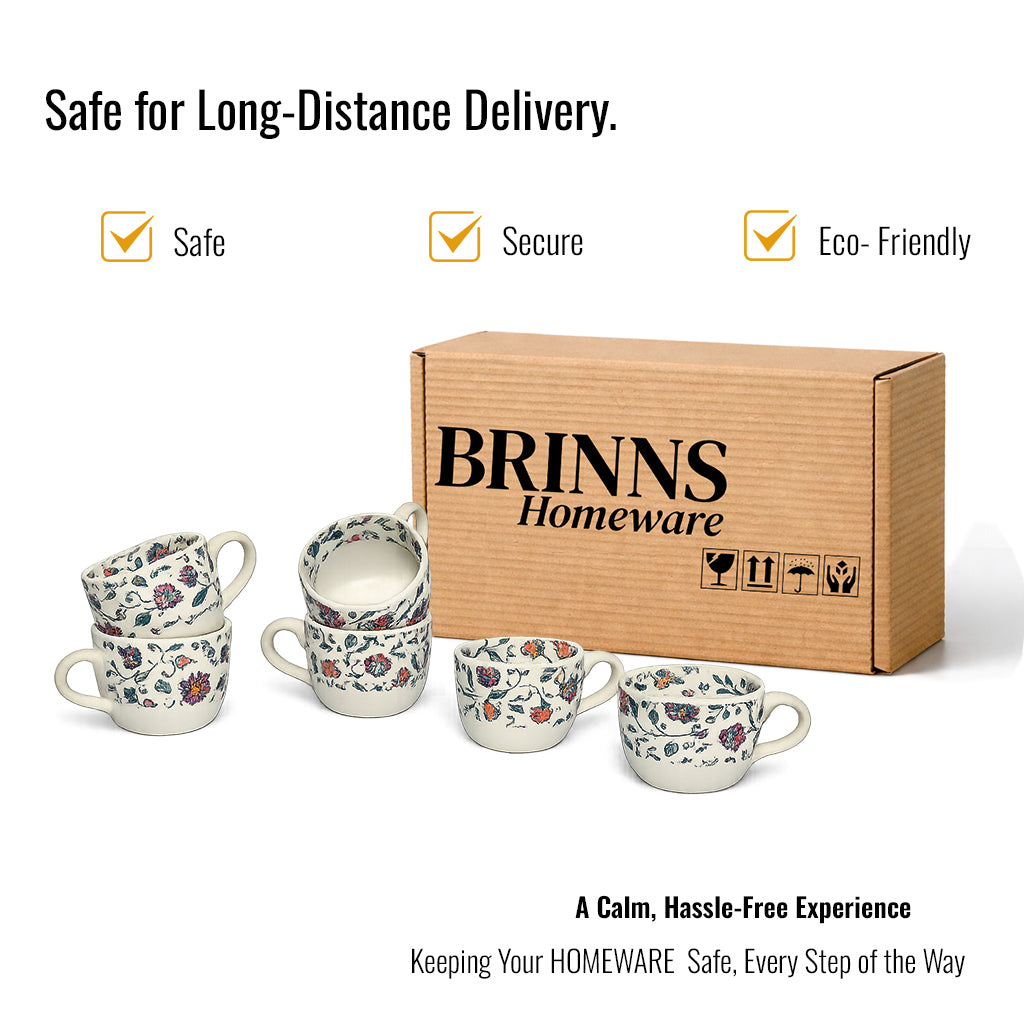 Coffee Mugs Set of 6 | Cream - Multicolor | 200 ml