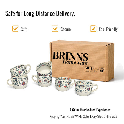 Coffee Mugs Set of 6 | Cream - Multicolor | 200 ml