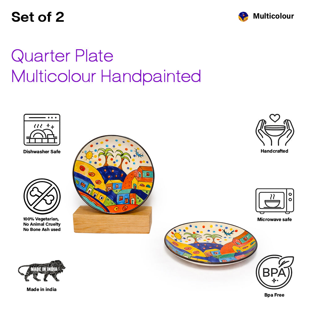 Quarter Serving Plate Set | Hand Painted