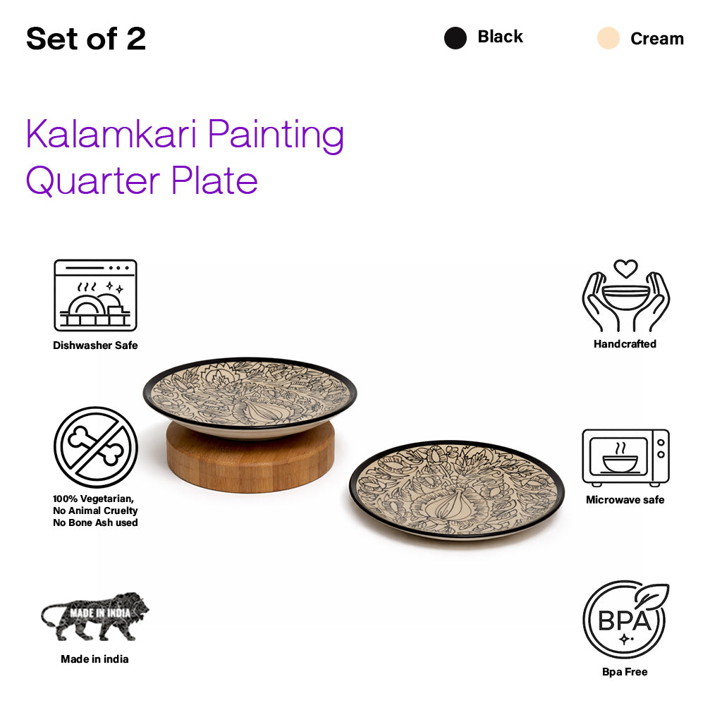 Quarter Serving Plate Set | Hand Painted