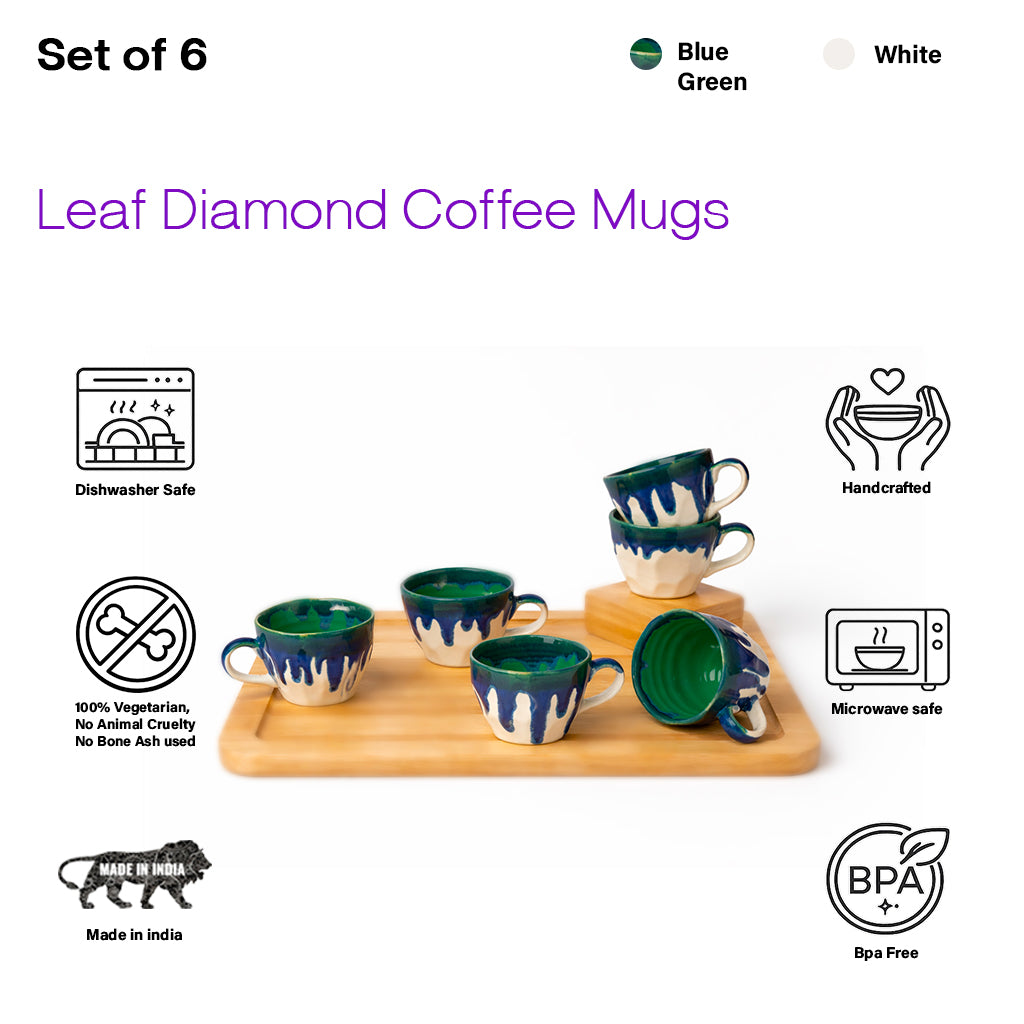 Coffee Mugs Set of 6 | Multicolour | 220ml