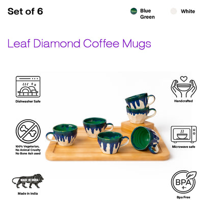 Coffee Mugs Set of 6 | Multicolour | 220ml