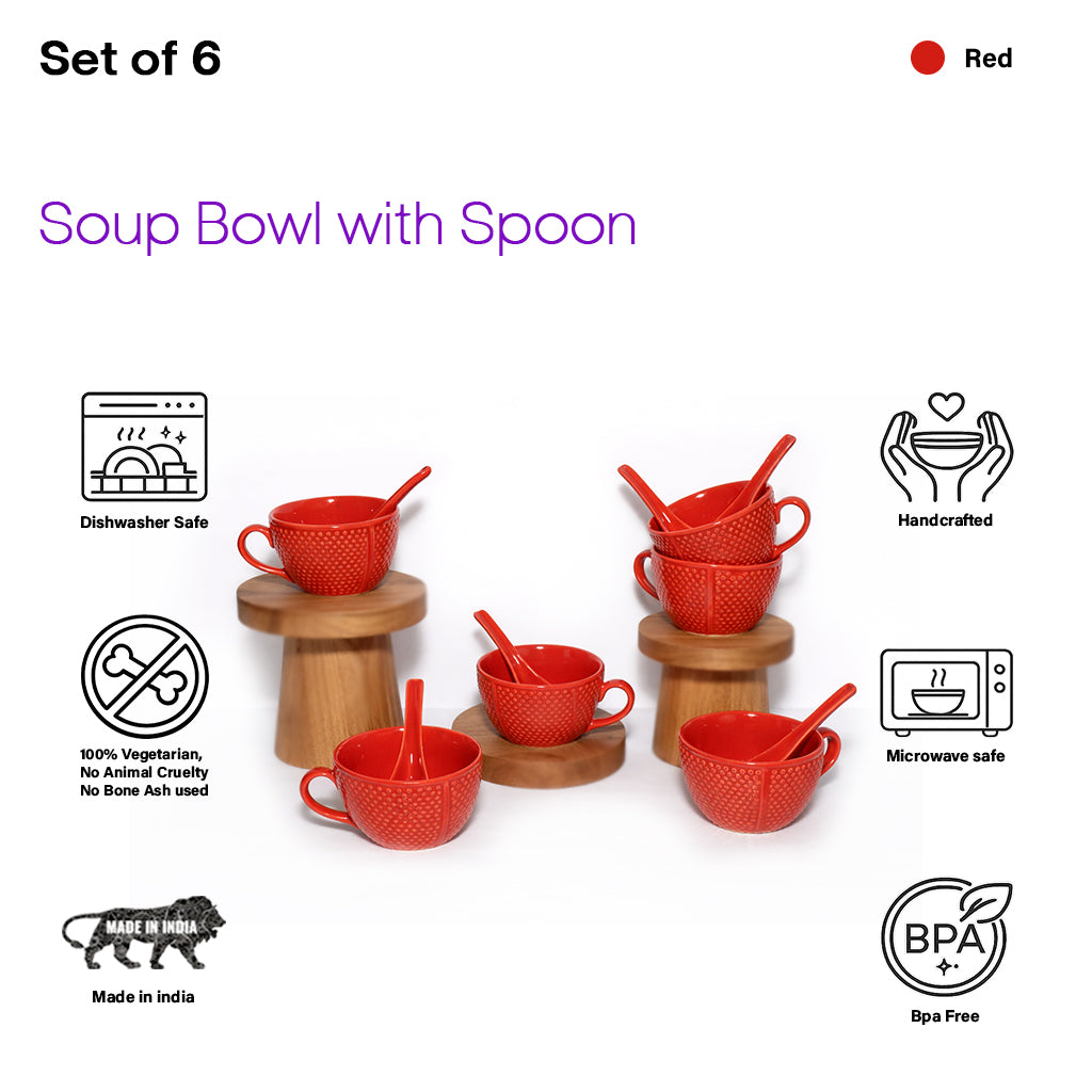 Soup Bowls with Spoons Sets | 350 ml