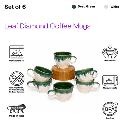 Coffee Mugs Set of 6 | flow - Glaze| 220 ml