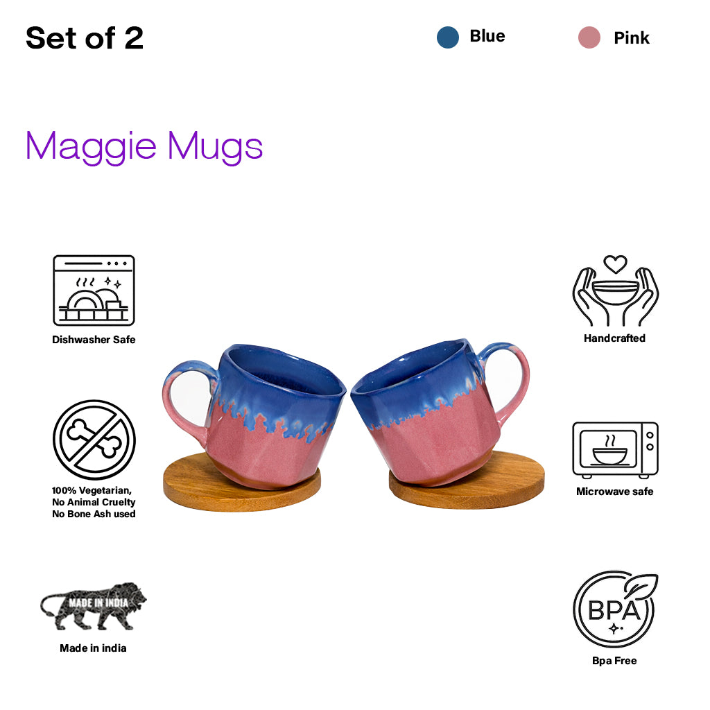 Maggie Mugs Set  of 2 |Dual Colour | 500 ml