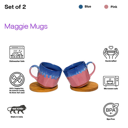 Maggie Mugs Set  of 2 |Dual Colour | 500 ml