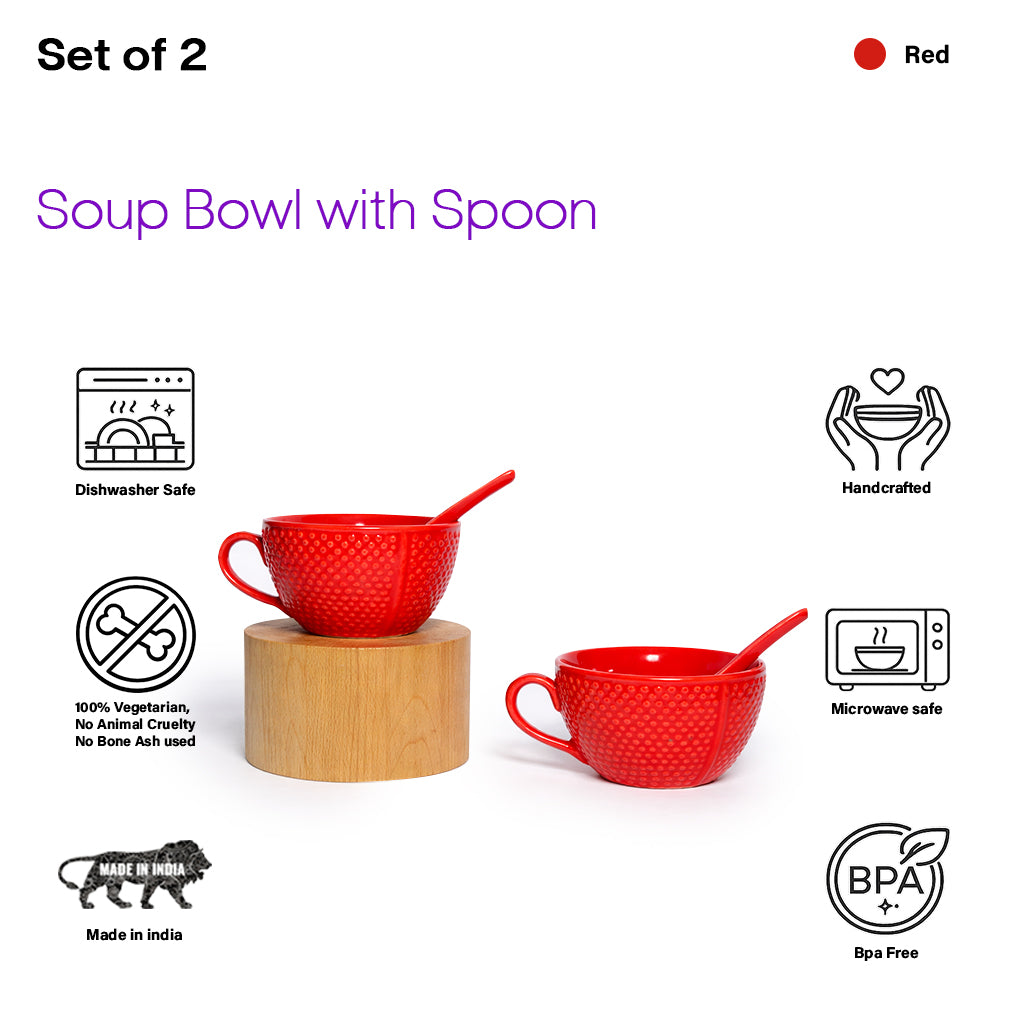 Soup Bowls with Spoons Sets | 350 ml