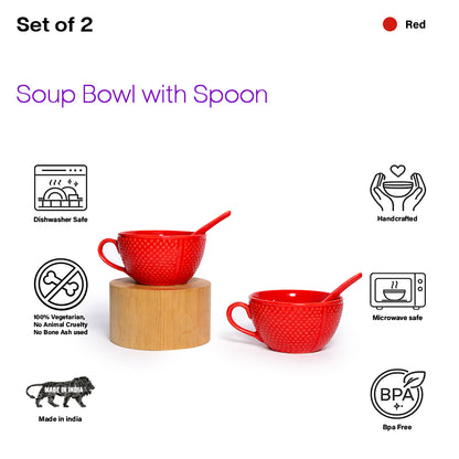 Soup Bowls with Spoons Sets | 350 ml