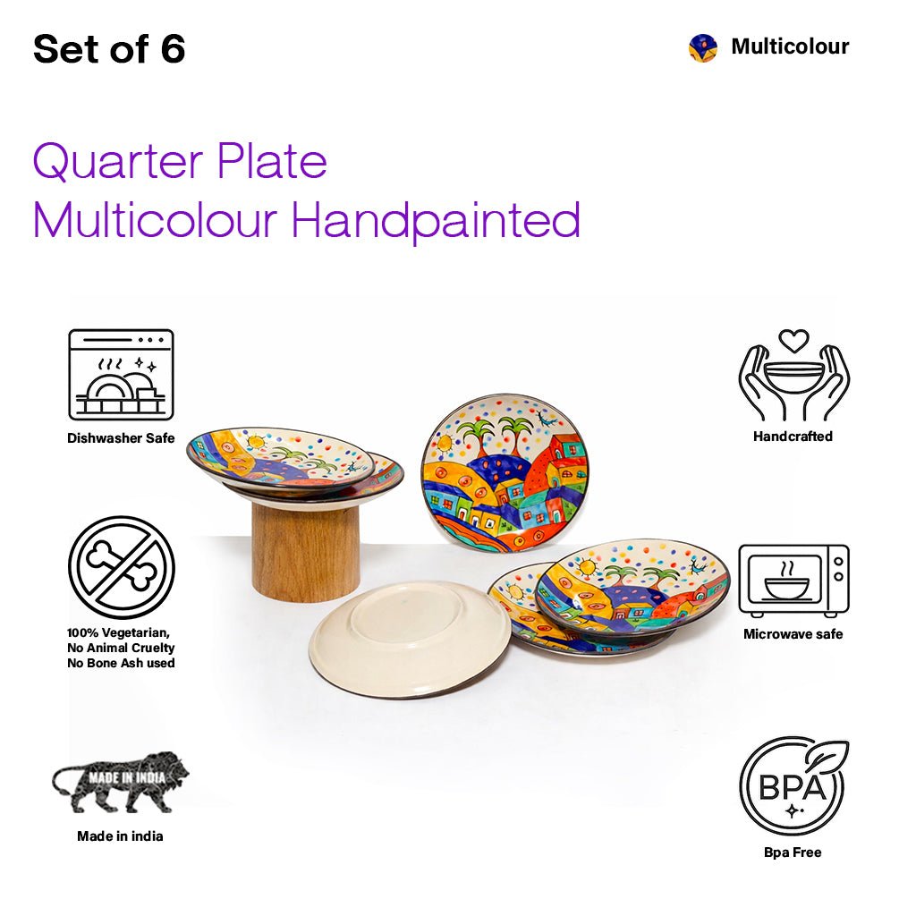 Quarter Serving Plate Set | Hand Painted