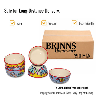 Dinner Bowls Set of 6 | Multicolor Print | 220 ml