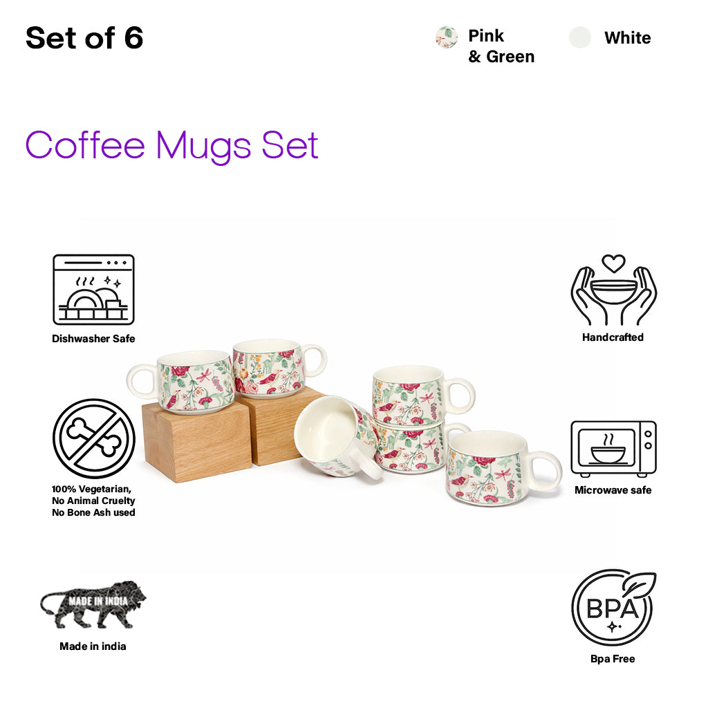 Coffee Mugs Set of 6 | 200 ml
