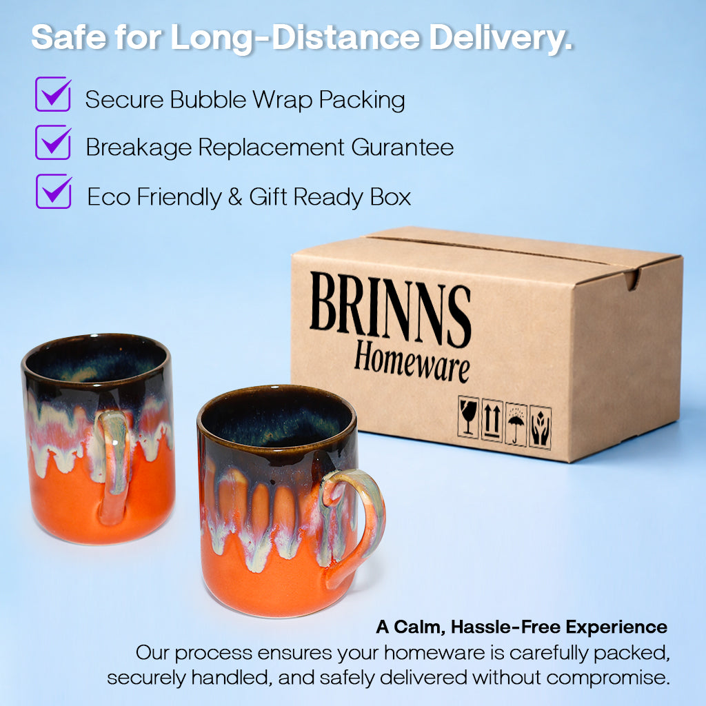 Milk Mugs Set | Orange - Brown | 350 ml