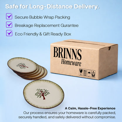 Ceramic Dinner Plate Set | Multicolour 'Palm Tree' Painting