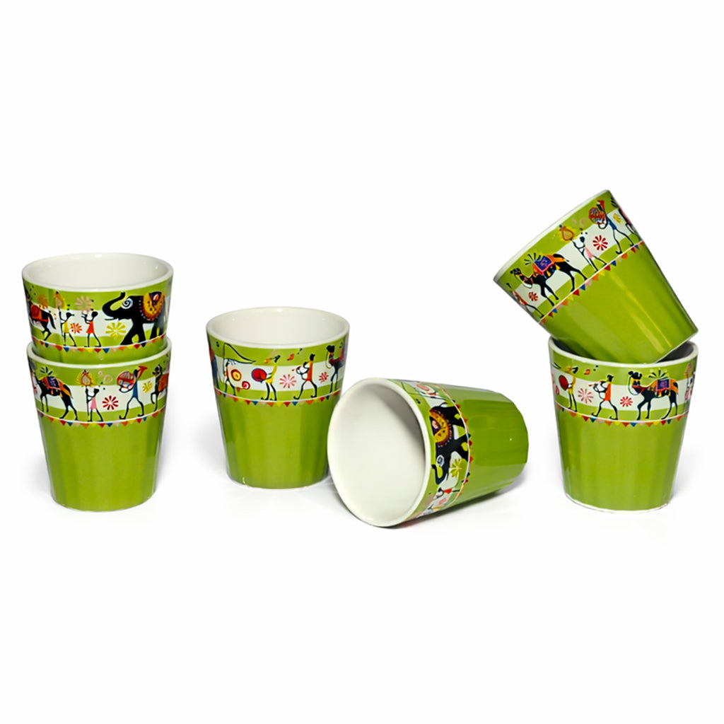 Ceramic Tea Glass Set of 6 | 180 ml