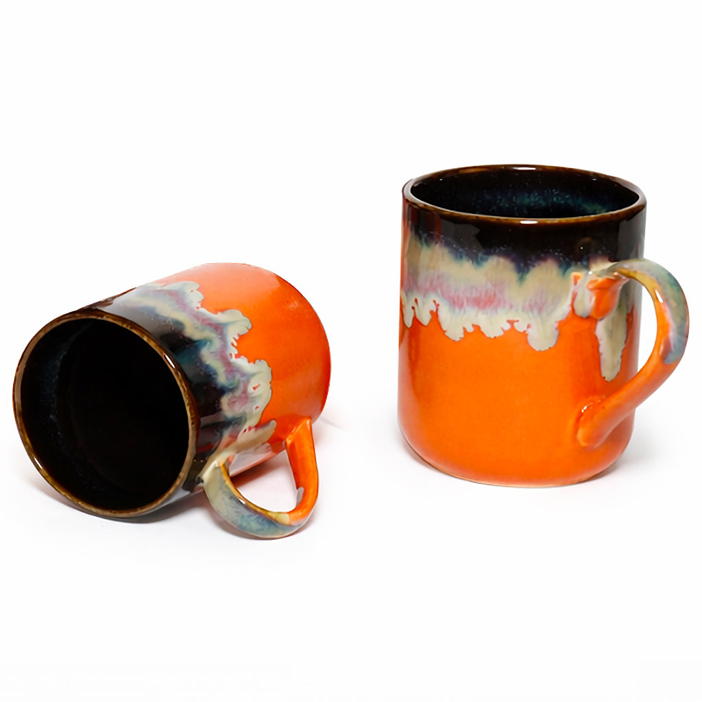 Milk Mugs Set | Orange - Brown | 350 ml