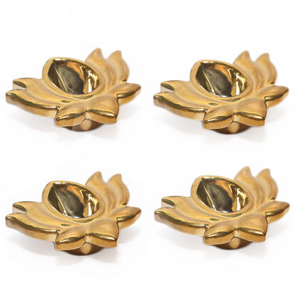 Ceramic 4 Lotus Diyas in Gold Color