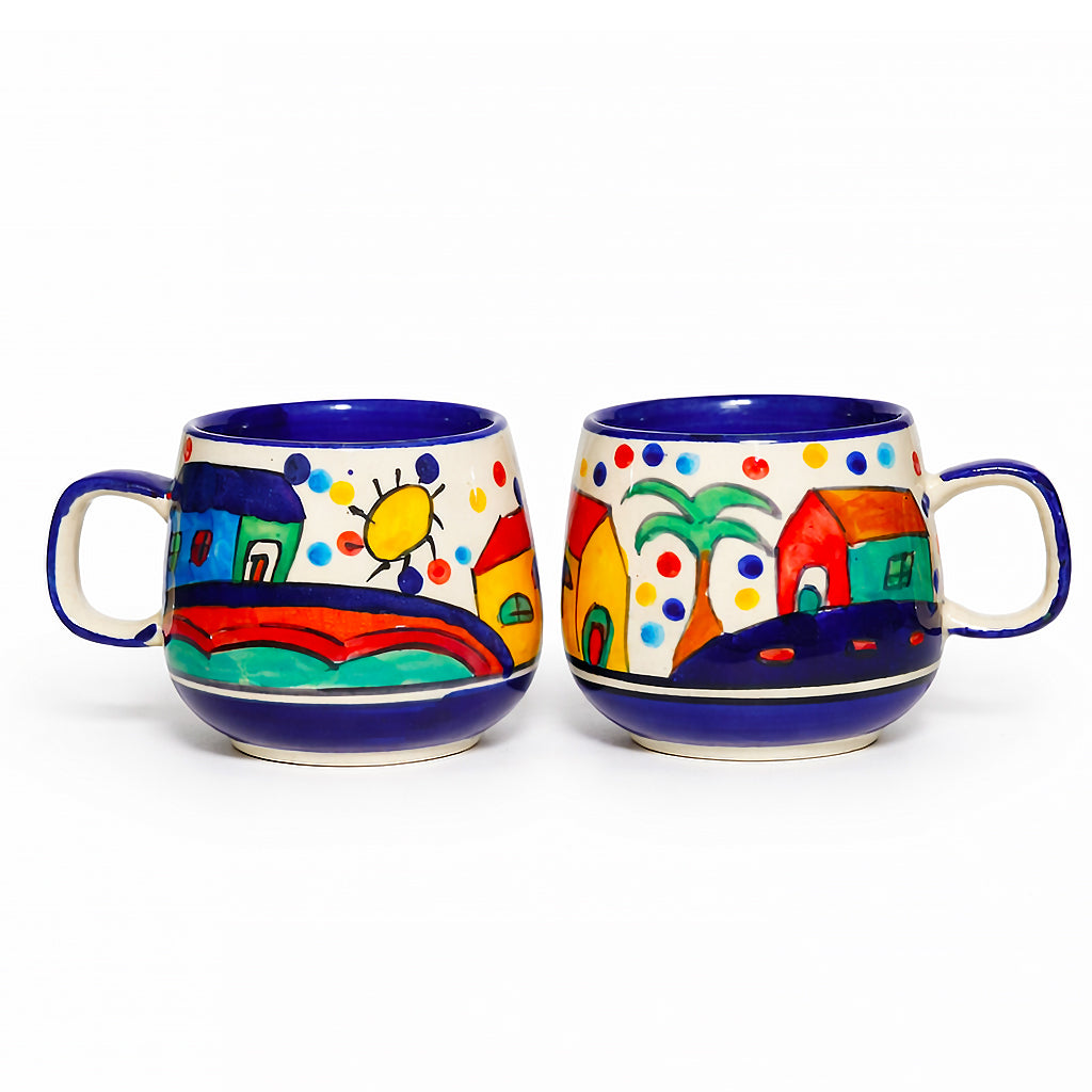 Coffee, Milk, Mugs Set | Multicolur Hand-Painting | 350 ml