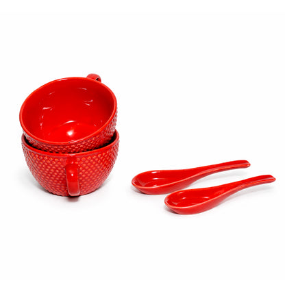 Soup Bowls with Spoons Sets | 350 ml