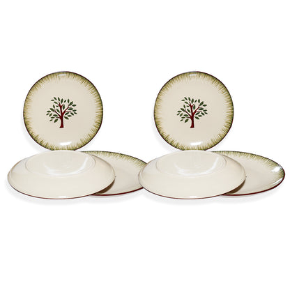 Ceramic Dinner Plate Set | Multicolour 'Palm Tree' Painting