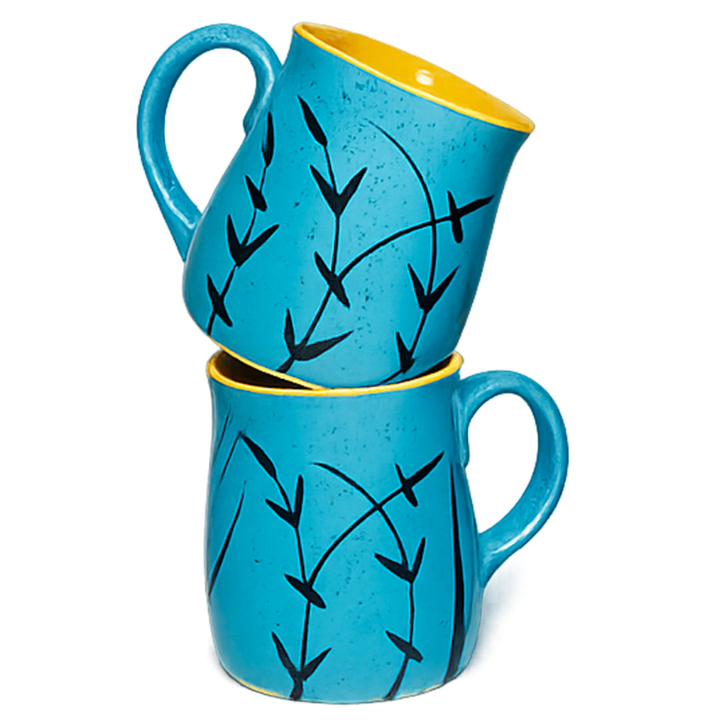 Milk Mugs Set | Blue - Black | 400 ml