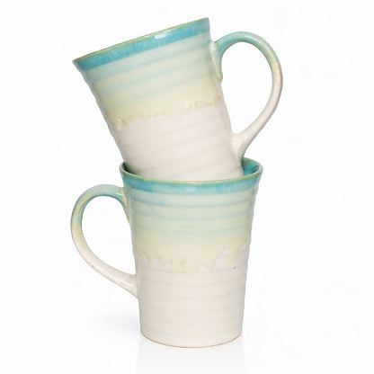 Coffee, Milk, Mugs Set | White - Teal | 320ml