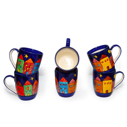 Coffee, Milk, Mugs Set | Multicolor Hand-Painting | 270 ml