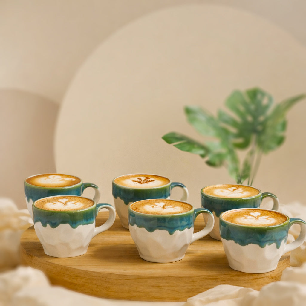 Coffee Mugs Set of 6 | flow - Glaze| 220 ml