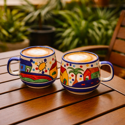 Coffee, Milk, Mugs Set | Multicolur Hand-Painting | 350 ml