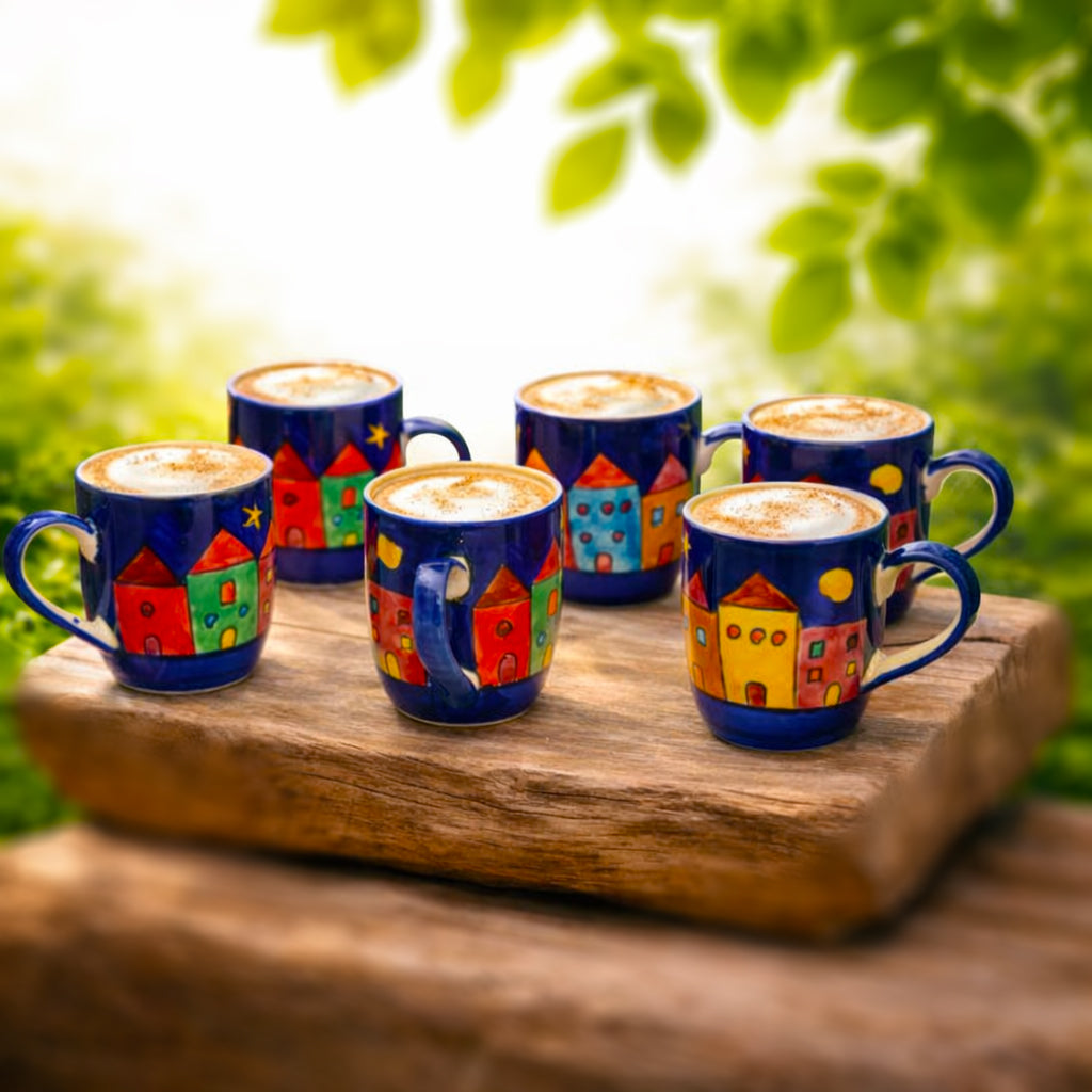 Coffee, Milk, Mugs Set | Multicolor Hand-Painting | 270 ml