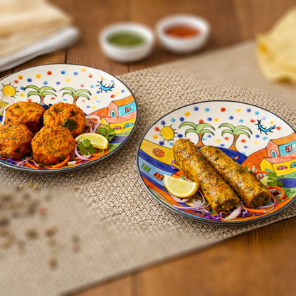 Quarter Serving Plate Set | Hand Painted