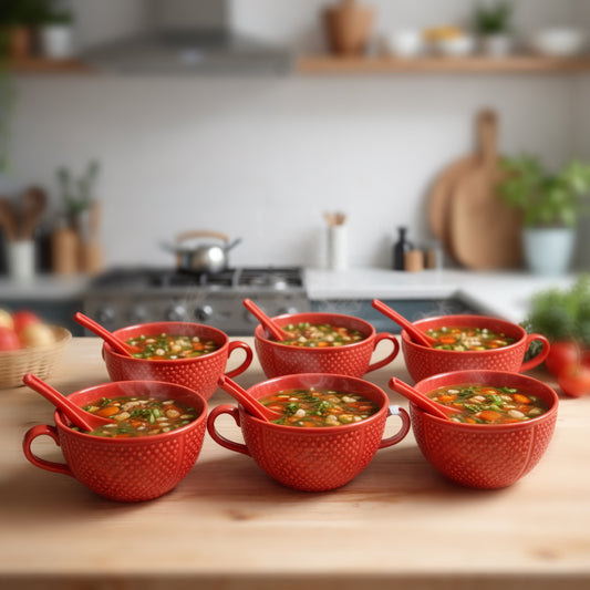 Soup Bowls with Spoons Sets | 350 ml