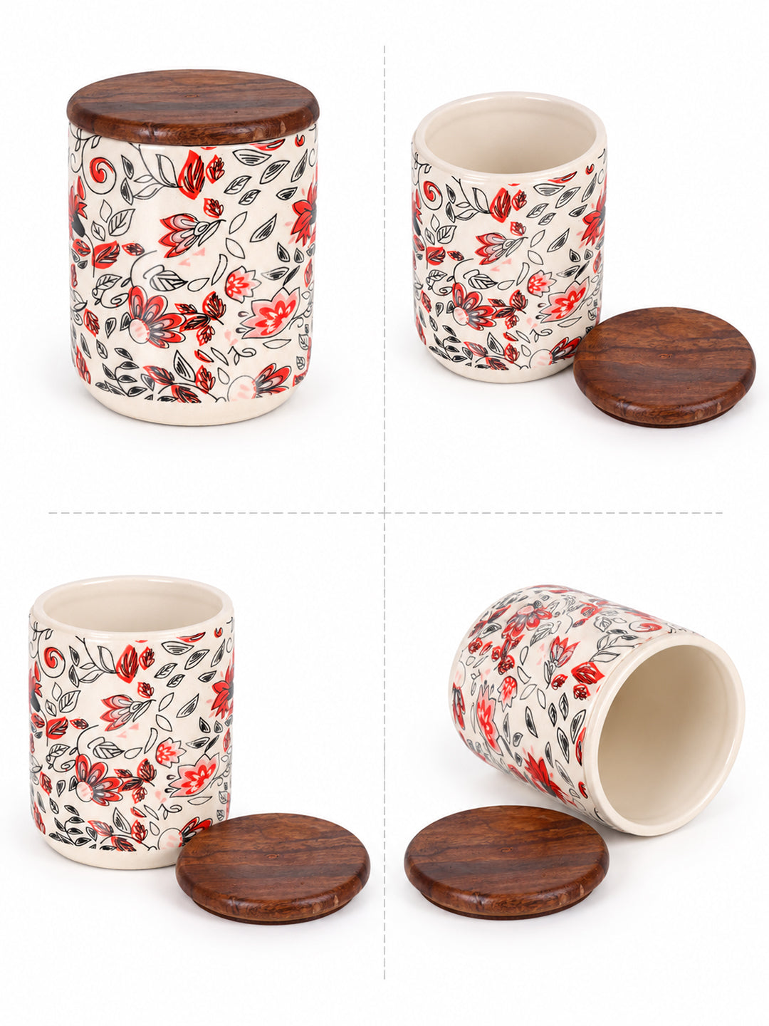 Small Jars with Wooden lid- Set of 2 with Metal Stand