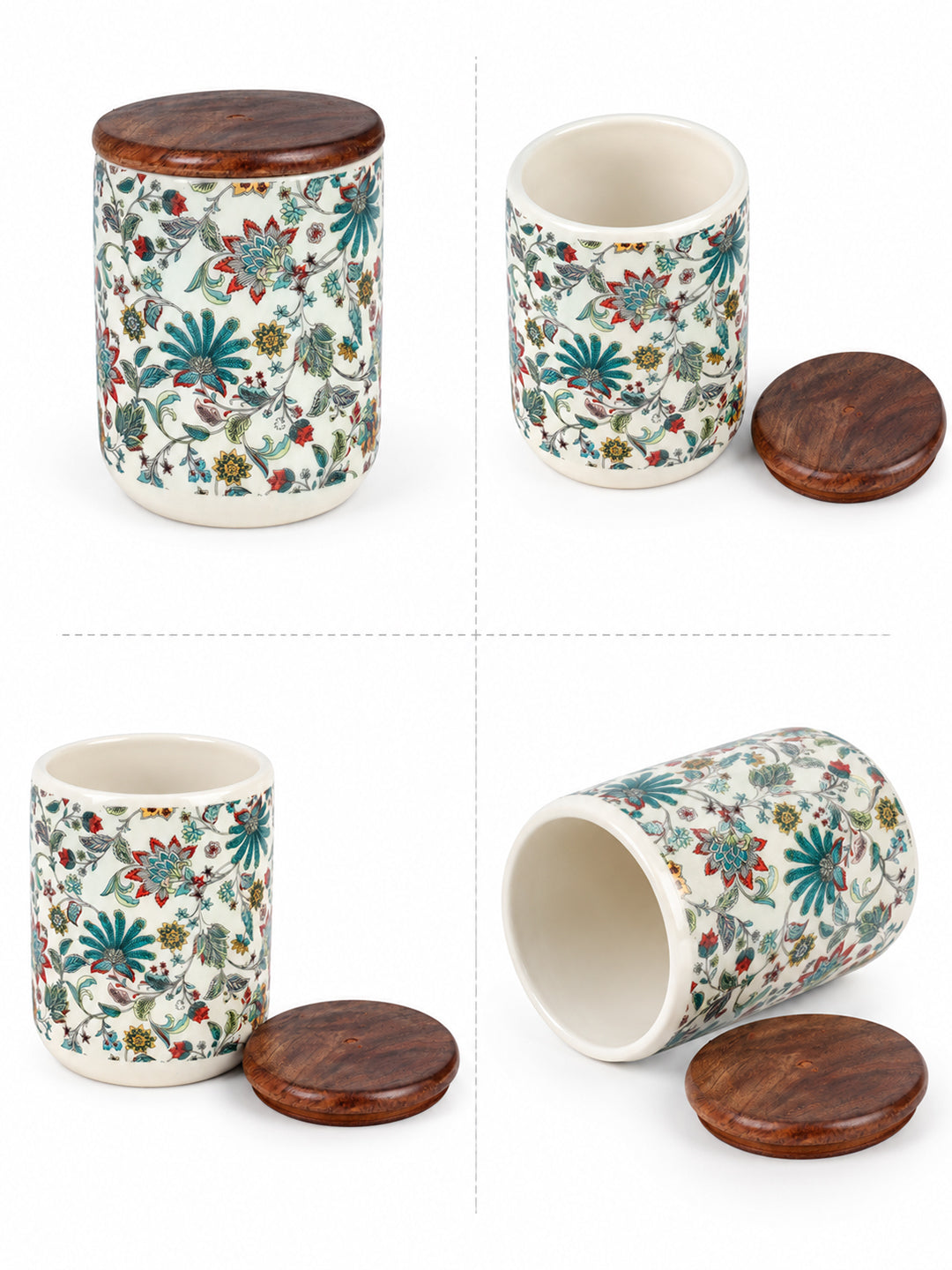 Small Jars with Wooden lid- Set of 2 with Metal Stand