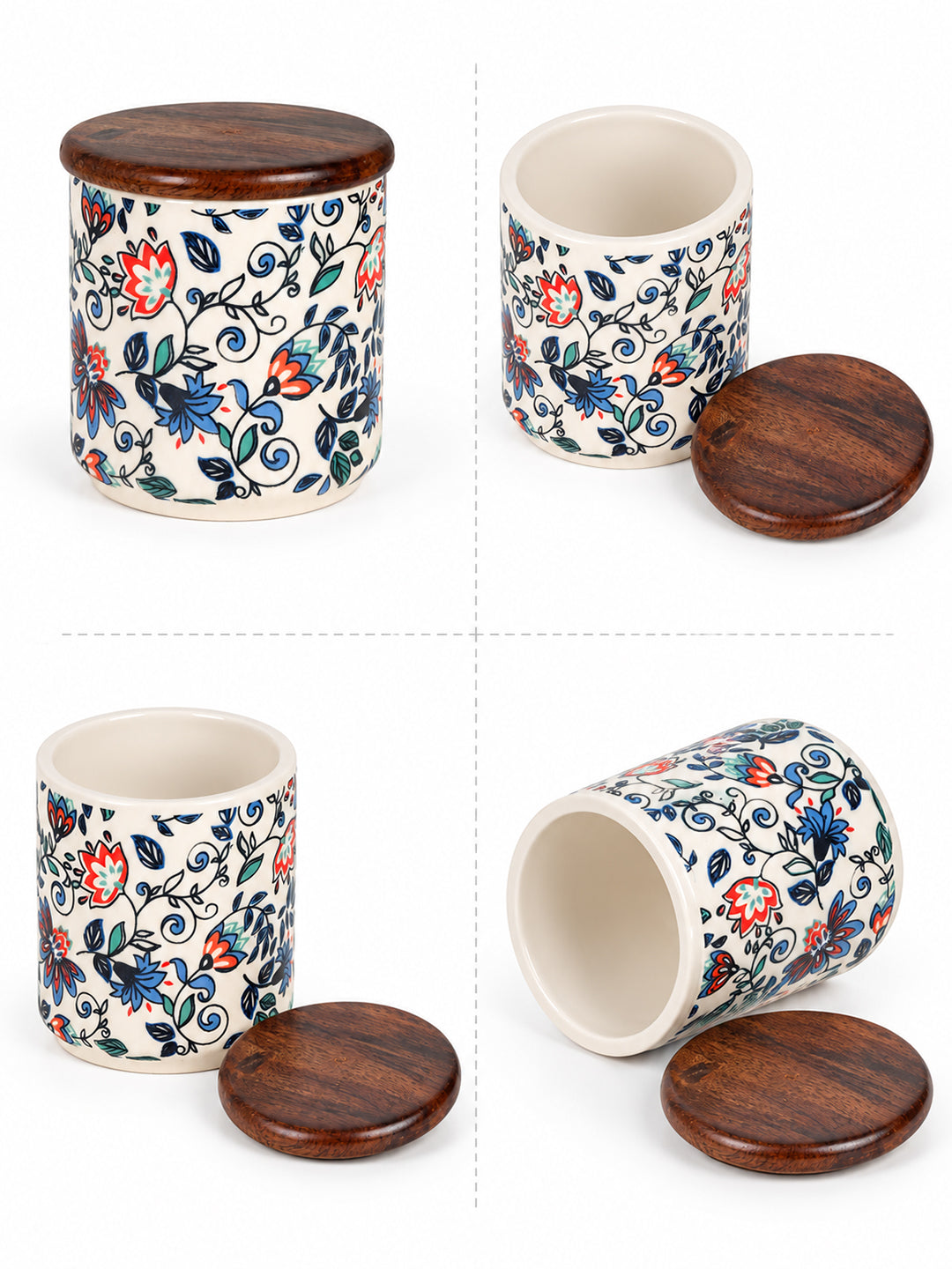 Small Jars with Wooden lid- Set of 2 with Metal Stand