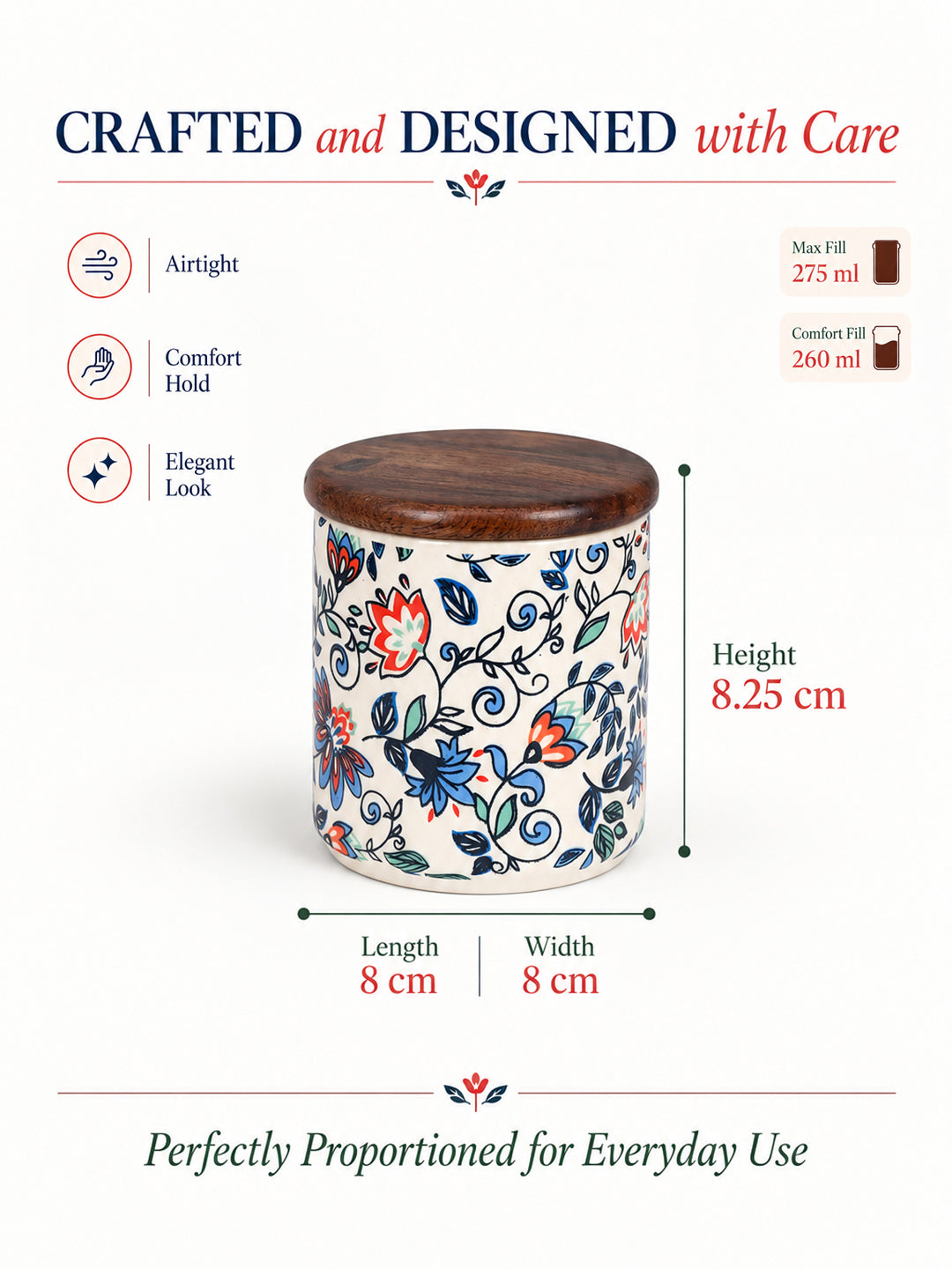 Small Jars with Wooden lid- Set of 2 with Metal Stand