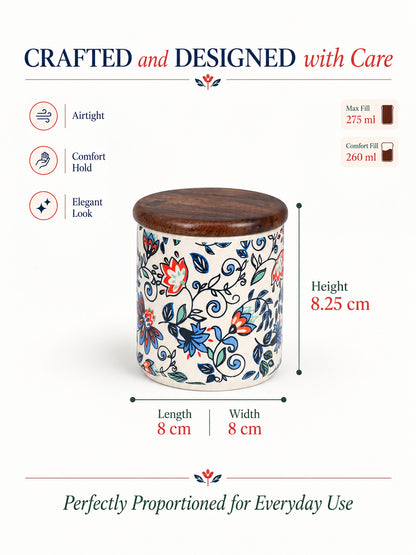 Small Jars with Wooden lid- Set of 2 with Metal Stand
