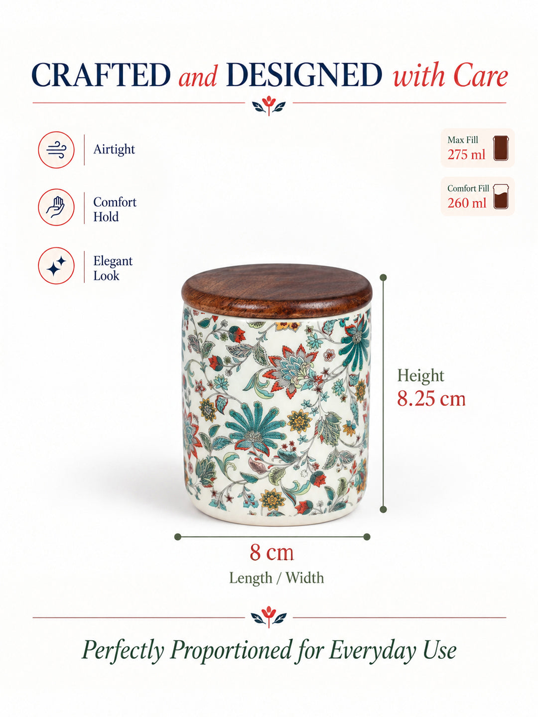 Small Jars with Wooden lid- Set of 2 with Metal Stand